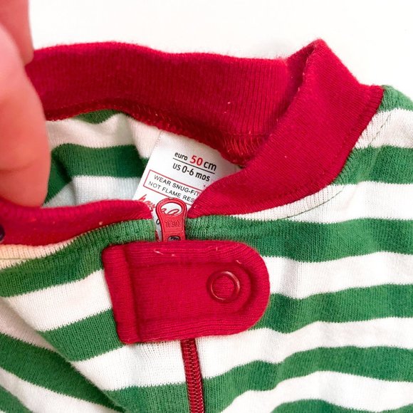Hanna Andersson Green Striped Sleeper Pajamas, Size 0-6 Months - Picture 4 of 5